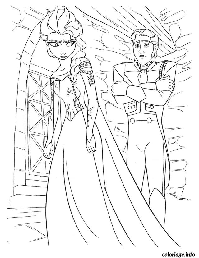Coloriage Reine des neiges eksa fâché contre prince hans - La Reine des neiges à imprimer