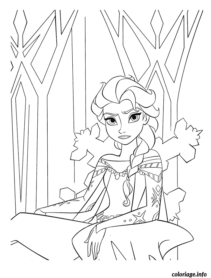 Coloriage Reine des neiges elsa frustre disney - Elsa à imprimer