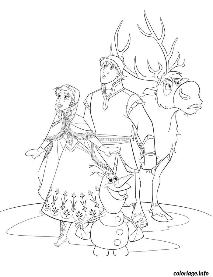 Coloriage Anna reine des neiges olaf kristoff - Olaf à imprimer