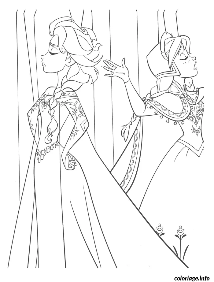 Coloriage Reine des neiges elsa et anna se chicane - Elsa à imprimer