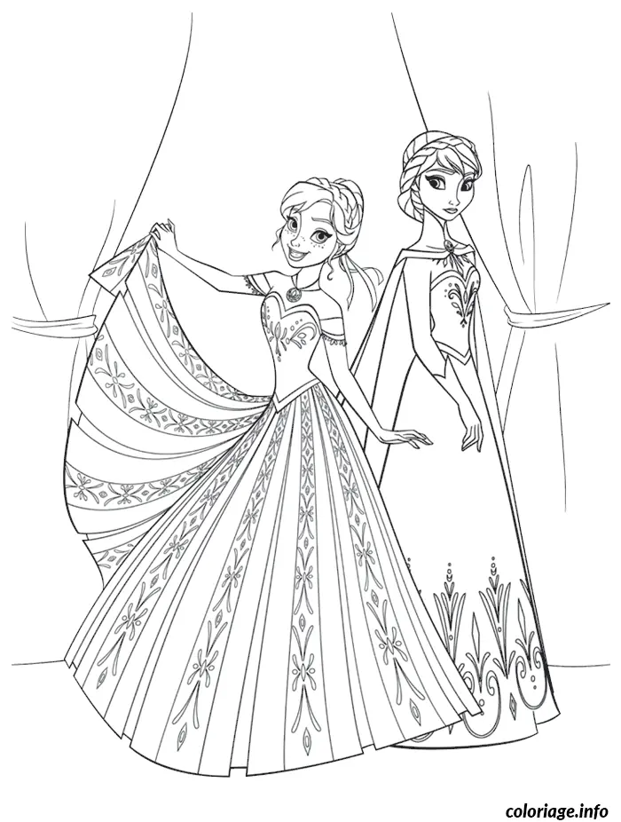 Coloriage Reine des neiges princesse anna elsa dessin - Princesse à imprimer