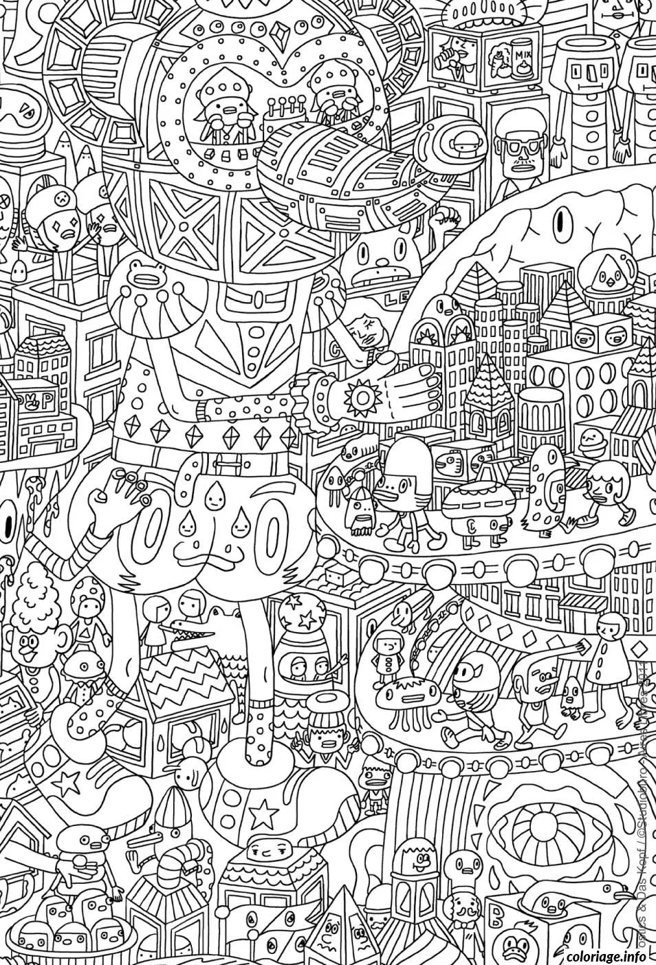 Coloriage Zentangle floral avec feuillage ornementé - Adulte à imprimer