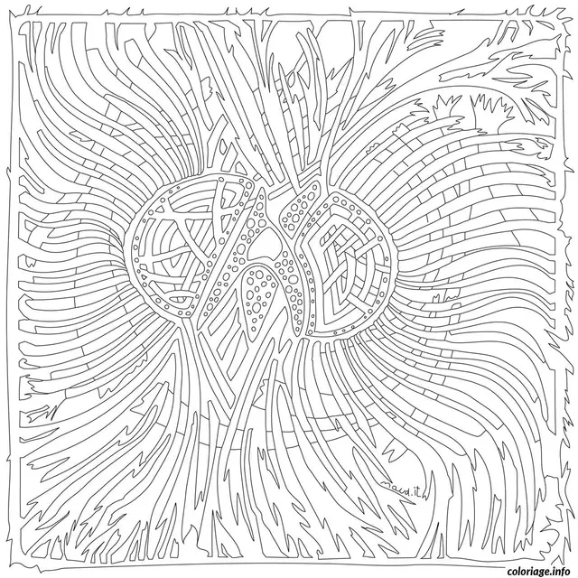Coloriage Fresque sereine antistress pour adulte - Adulte à imprimer