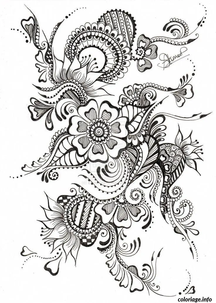 Coloriage Ornements Floraux Sérénité Bien-Être Adulte - Adulte à imprimer