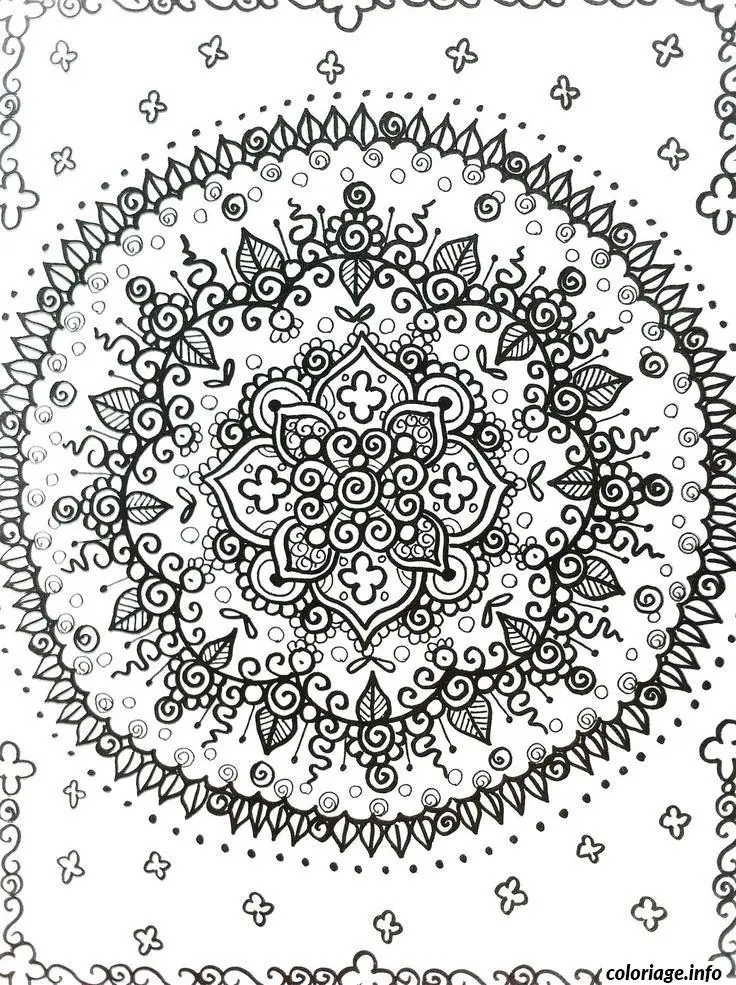 Relaxing Geometric Mandala coloring page to print
