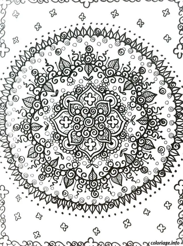 Coloriage Mandala relaxant aux motifs géométriques - Anti stress à imprimer