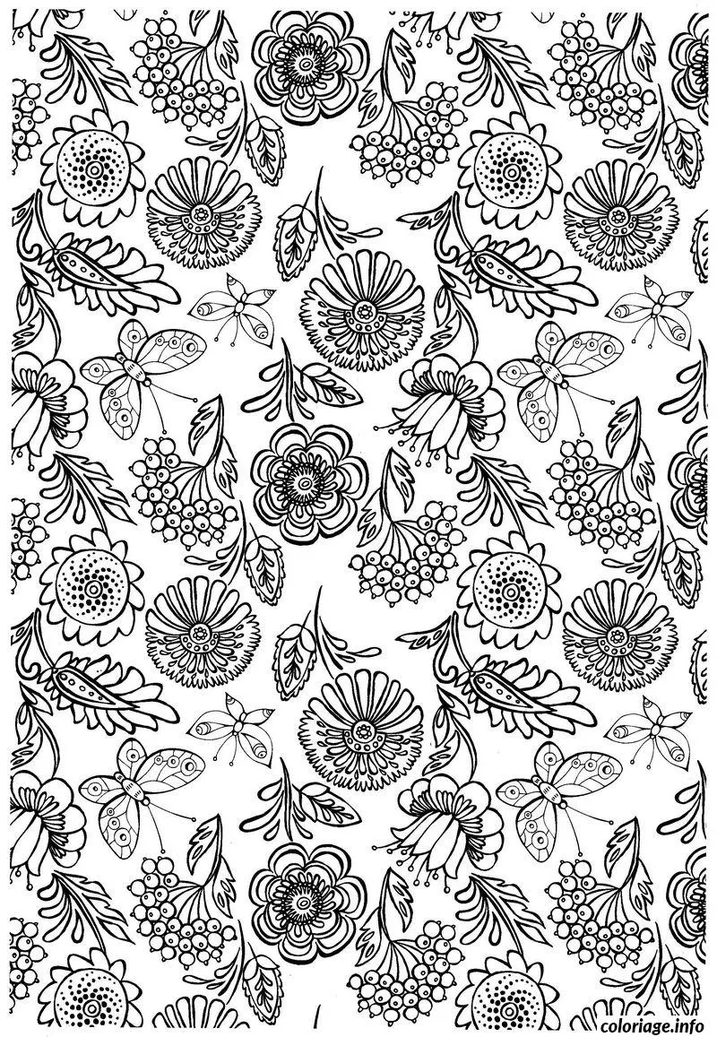 Coloriage Motifs relaxants avec spirales et fleurs - Anti stress à imprimer