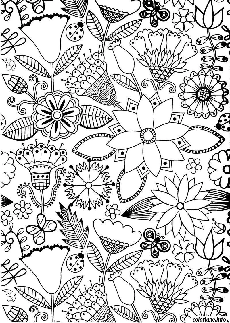 Coloriage Motifs floraux apaisants pour la détente - Anti stress à imprimer