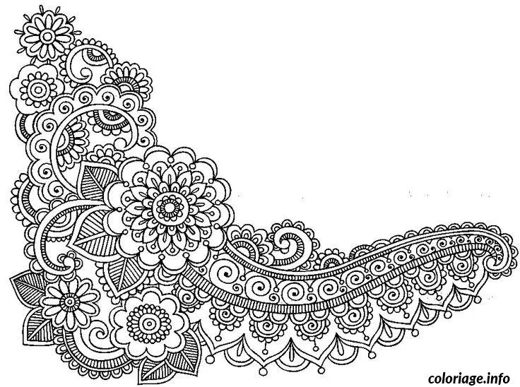 Coloriage Motifs apaisants avec spirales et fleurs - Anti stress à imprimer