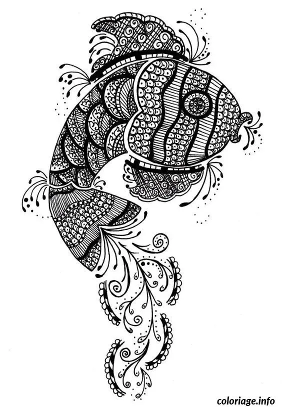 Coloriage Poisson difficile mandala - Difficile à imprimer