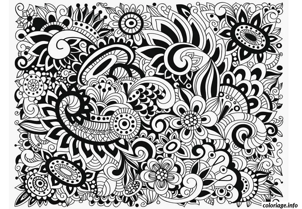 Coloriage Difficile adulte fleurs - Difficile à imprimer