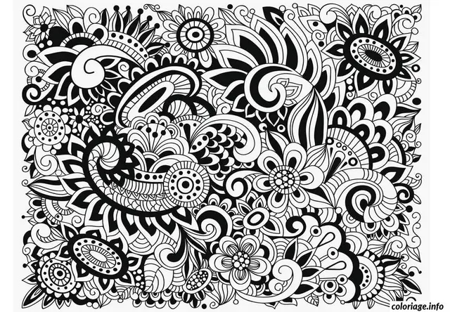 Coloriage Difficile adulte fleurs - Difficile à imprimer