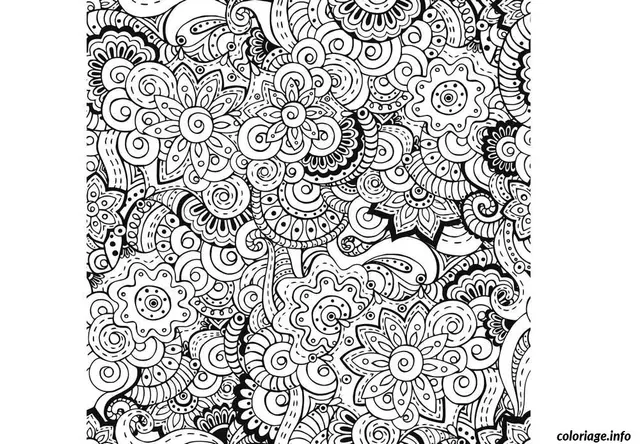Coloriage Difficile fleurs nature roses adulte - Difficile à imprimer