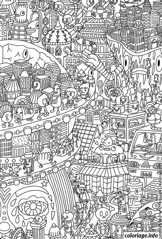 Coloriage Difficile personnages dessin adulte - Difficile à imprimer