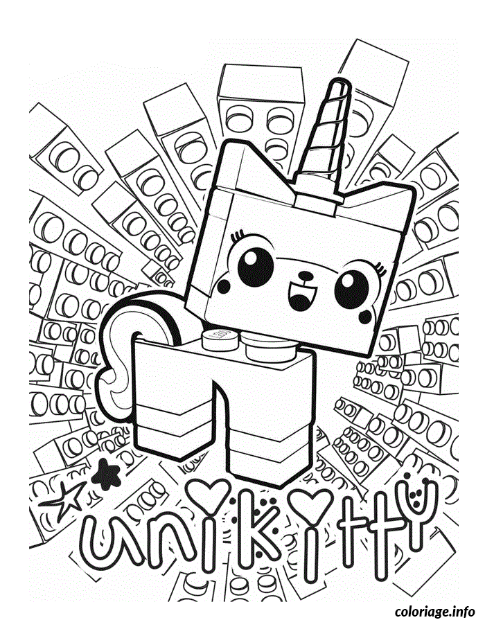 Coloriage Unikitty Mignon - Lego Movie - Lego à imprimer