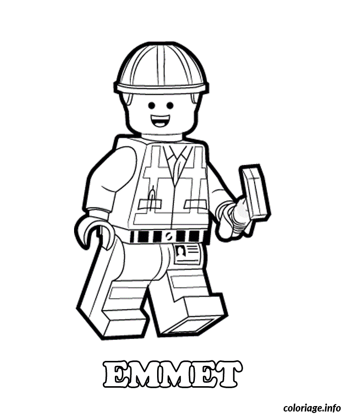 Coloriage Minifigurine LEGO constructeur en tenue de travail - Dessin à imprimer