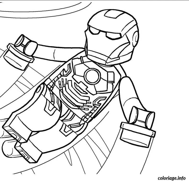 Coloriage Héros LEGO en armure avec cape flottante - Dessin à imprimer