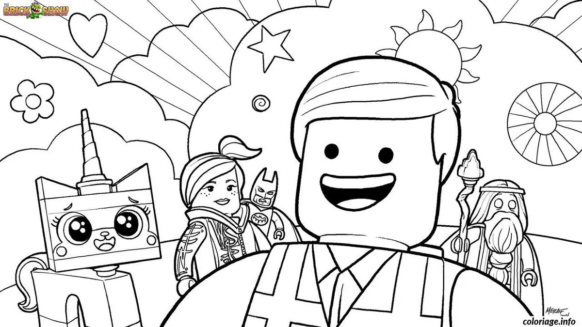 Coloriage Minifigurine Lego colorée avec accessoires - Dessin à imprimer