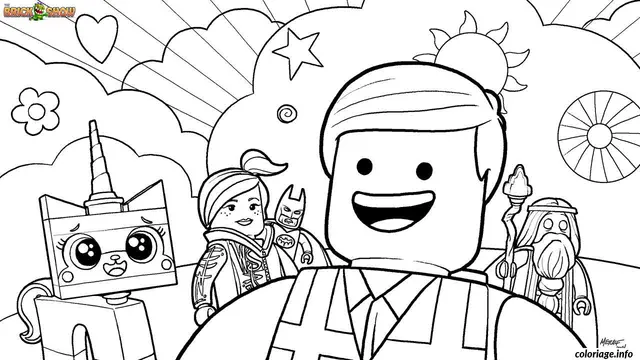Coloriage Minifigurine Lego colorée avec accessoires - Dessin à imprimer