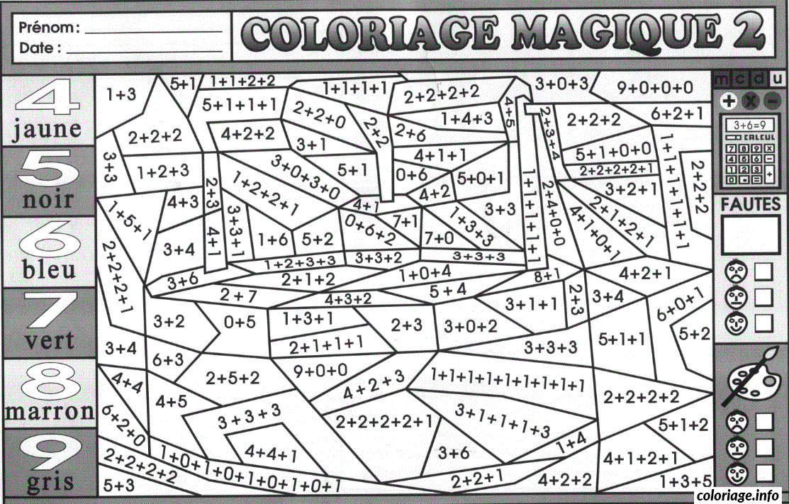 Coloriage Opération magique à découvrir en coloriant - Magique addition à imprimer
