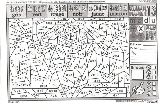 Magic Math Color by Number #35 coloring page to print