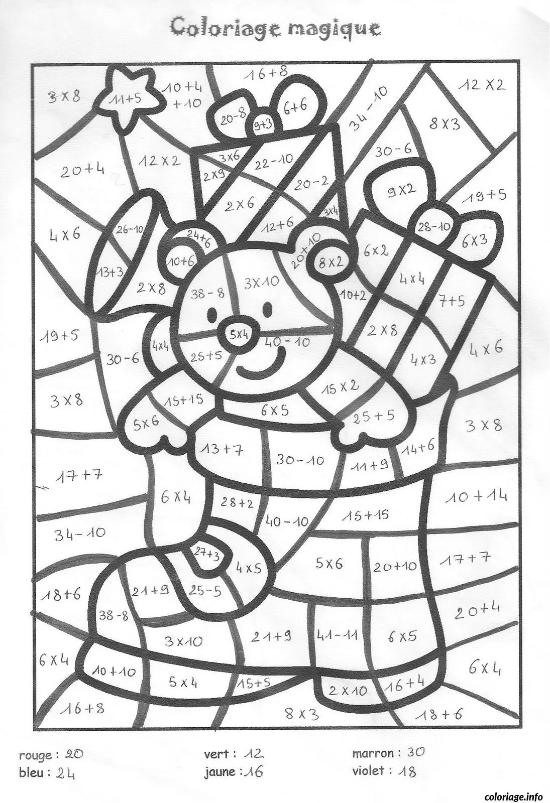 Coloriage Magique addition 7 - Magique addition à imprimer