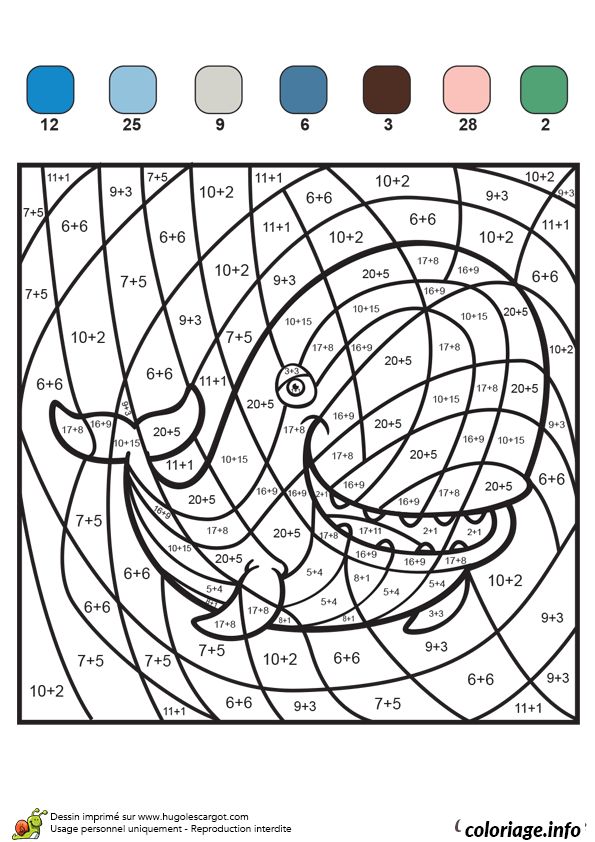 Arithmetic Mystery with a Revealed Illustration coloring page to print