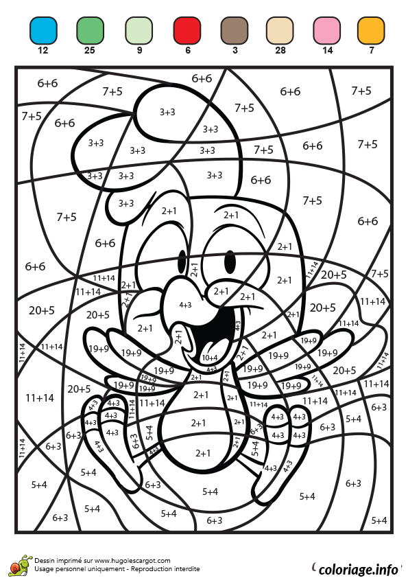 Coloriage Addition enchantée découvrant une forme - Magique addition à imprimer