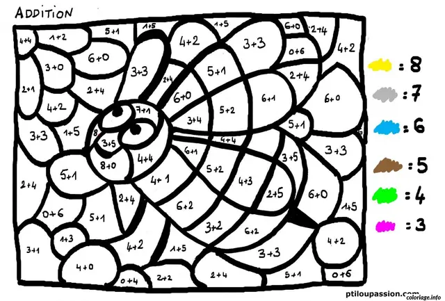 Magic Addition 31 - Color by Number Math Game coloring page to print