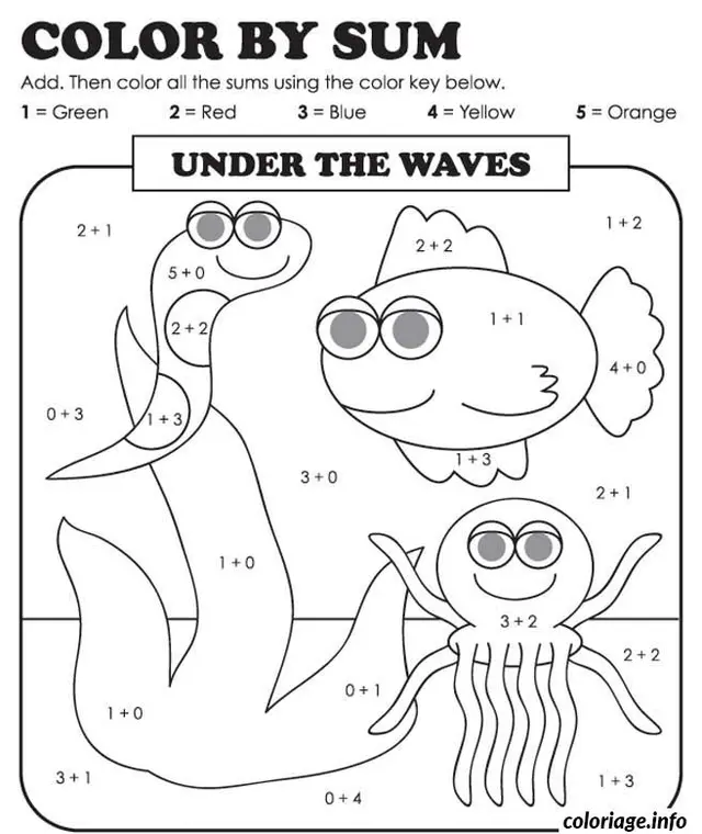 Enchanted Addition with a Mystery Picture coloring page to print