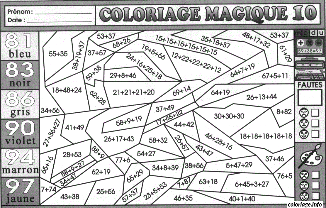 Magic Addition Color Reveal coloring page to print