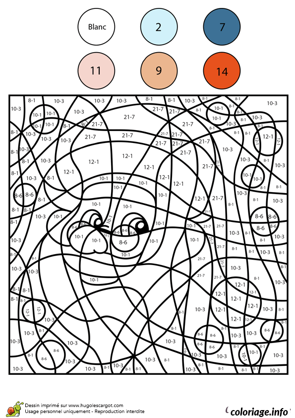 Mystery Picture Math Subtraction Color by Number coloring page to print