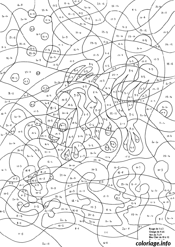 Reveal the Hidden Image with Subtraction 35 coloring page to print