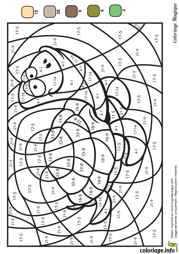 Coloriage Magique soustraction 8 - Magique soustraction à imprimer