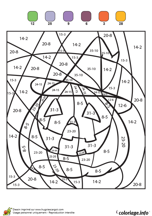Discover the Secret Picture – Subtraction 44 coloring page to print