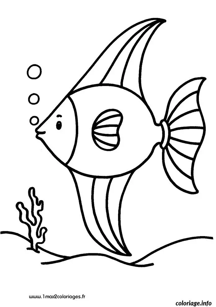 Coloriage Poisson fantaisiste avec écailles détaillées - Poisson à imprimer