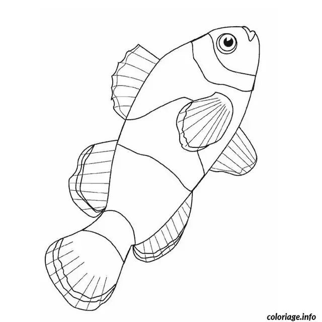 Coloriage Poisson nageur dans les coraux - Poisson à imprimer