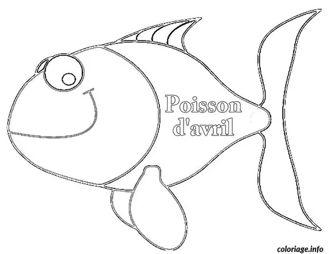 Coloriage Poisson d'avril facétieux en pleine eau - Poisson à imprimer