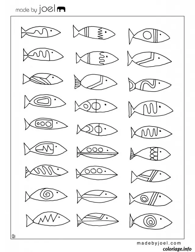 Coloriage Poisson d'Avril riant aux grandes dents - Poisson à imprimer