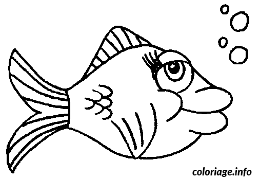 Coloriage Un joli poisson qui fait des bulles - Poisson à imprimer