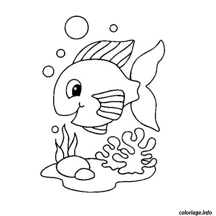 Coloriage Poisson rouge - Poisson à imprimer
