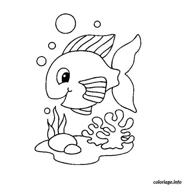 Coloriage Poisson rouge - Poisson à imprimer