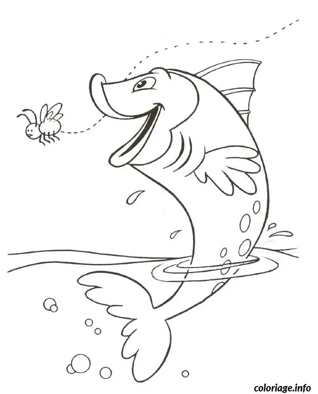 Coloriage Poisson-clown rayé en pleine nage - Poisson à imprimer