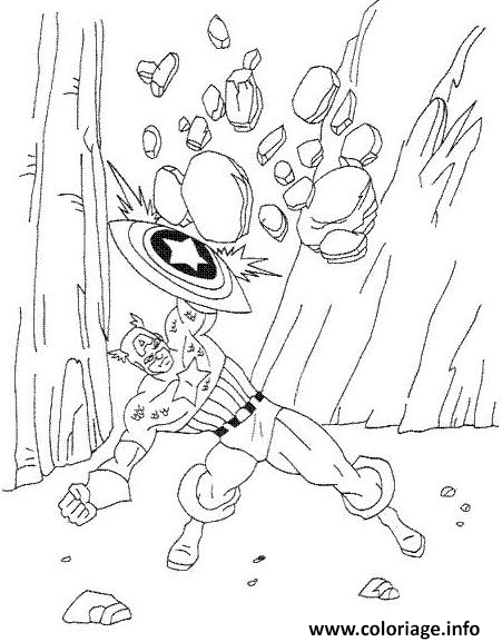 Coloriage Chute de pierres sur le bouclier de captain america - Captain america à imprimer