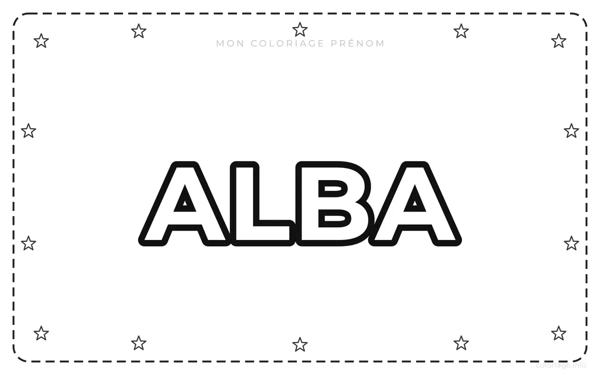 Alba Name Coloring Page coloring page to print