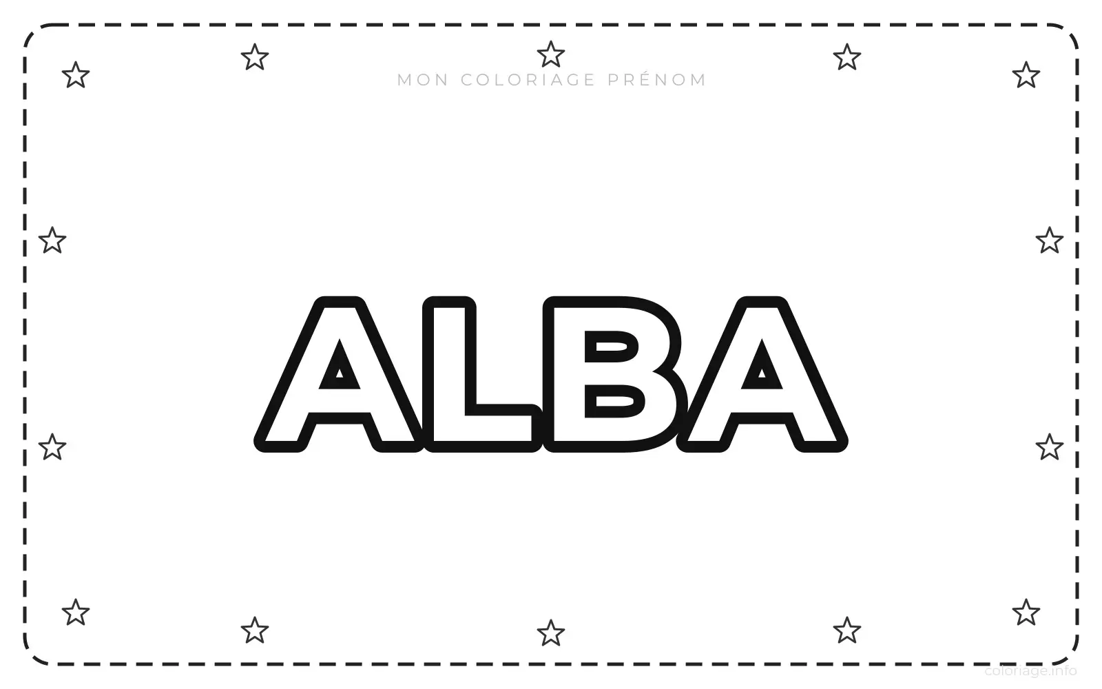 Coloriage Prénom Alba à imprimer