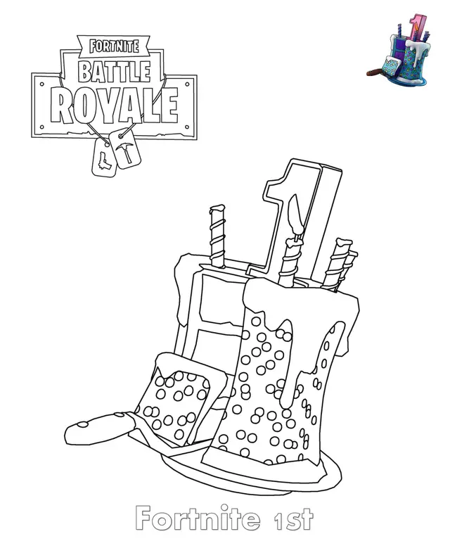 Coloriage Gâteau d'Anniversaire Fortnite - Fortnite à imprimer