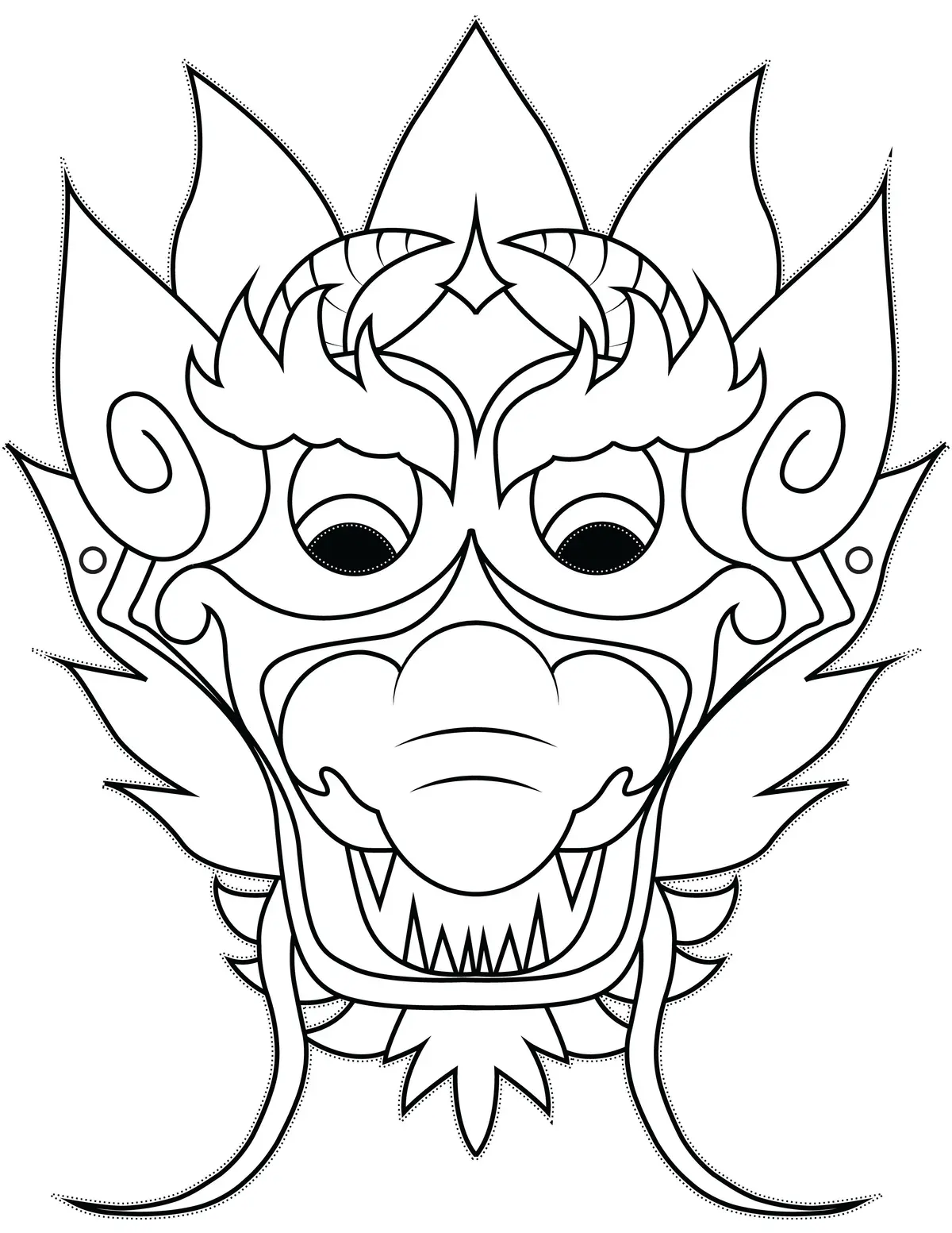 2018 Chinese New Year Mask coloring page to print