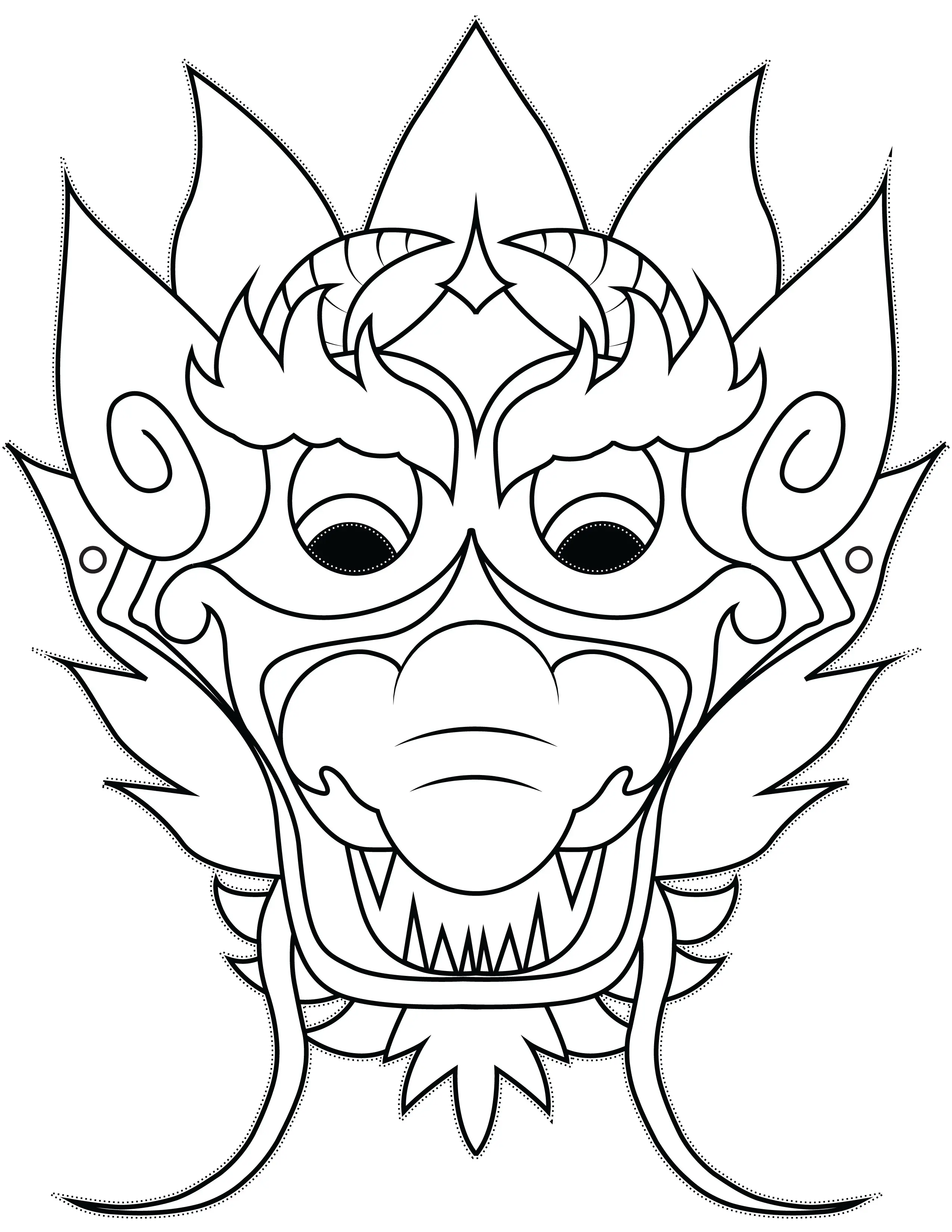 Coloriage 2018 Nouvel An Chinois Masque Mask - Nouvel an chinois à imprimer