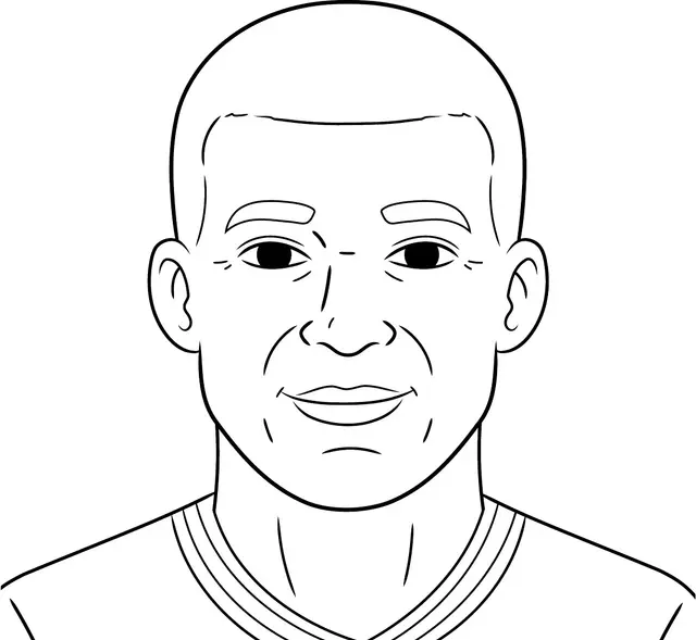Coloriage Kylian Mbappé en action avec le ballon - Mbappé à imprimer